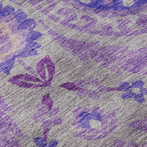 HomeRoots 9' X 12' Elegant Floral Area Rug in Lavender Gray & Peach - Washable, Stain Resistant & UV Protected 663208