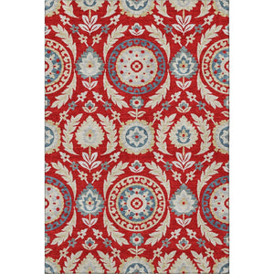 HomeRoots 10' X 14' Washable Floral Area Rug in Red, Gold & Blue – UV Protected, Stain Resistant & Low Maintenance 663239