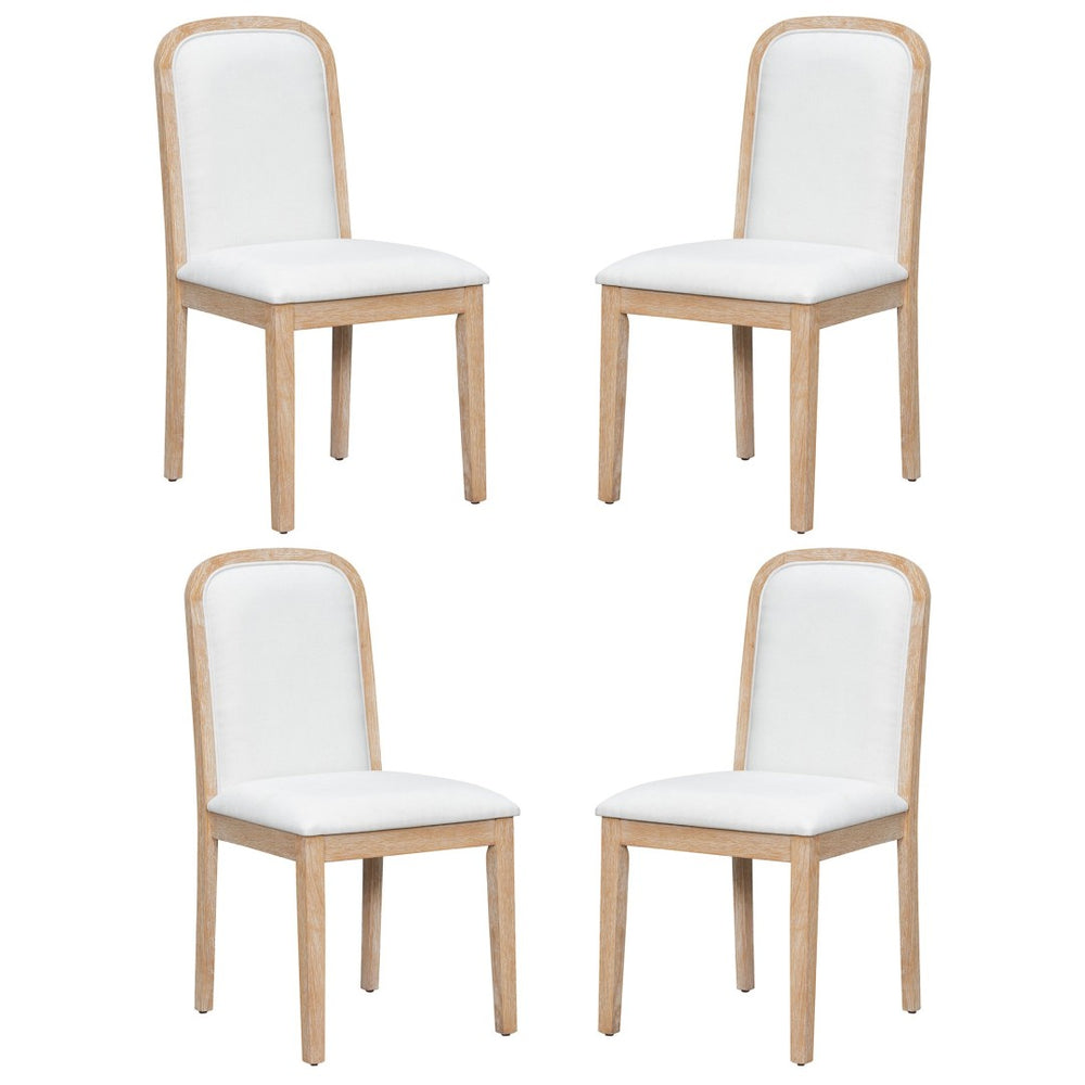English Elm Trexm Ladder Back Wood Dining Chair Set of Four with Linen Seats Vintage Appeal Natural Wood Wash N715P400659D