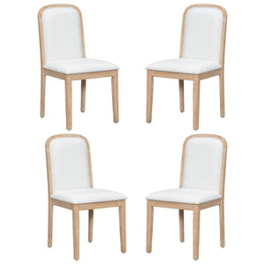 English Elm Trexm Ladder Back Wood Dining Chair Set of Four with Linen Seats Vintage Appeal Natural Wood Wash N715P400659D