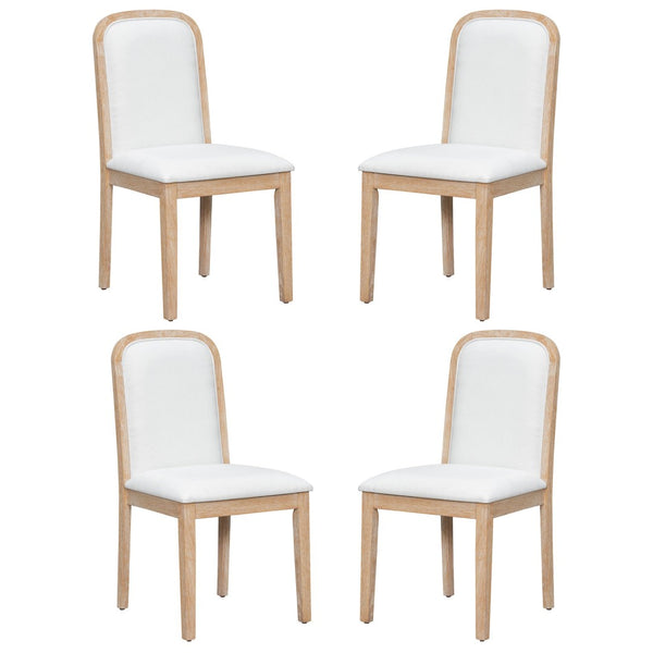 English Elm Trexm Ladder Back Wood Dining Chair Set of Four with Linen Seats Vintage Appeal Natural Wood Wash N715P400659D