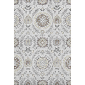 HomeRoots 8' X 10' Silver Gray & Beige Floral Washable Area Rug - Durable, Stylish, UV-Protected & Easy Care 663243