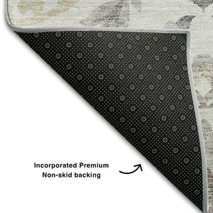 HomeRoots 8' X 10' Silver Gray & Beige Floral Washable Area Rug - Durable, Stylish, UV-Protected & Easy Care 663243