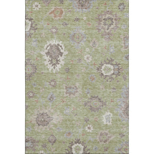 HomeRoots 5' X 8' Artichoke Green Floral Medallion Area Rug - Washable, Durable, UV-Protected, Stain-Resistant 663259