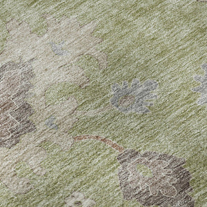 HomeRoots 5' X 8' Artichoke Green Floral Medallion Area Rug - Washable, Durable, UV-Protected, Stain-Resistant 663259
