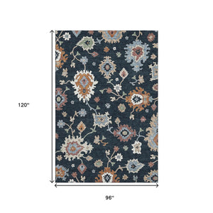 HomeRoots 8' X 10' Washable Floral Medallion Area Rug - UV Protected, Stain Resistant, Soft & Stylish Home Essential 663267