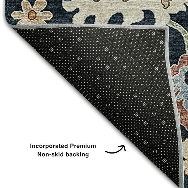 HomeRoots 10' X 14' Elegant Floral Medallion Area Rug with Stain Resistance, UV Protection & Washable Care 663269