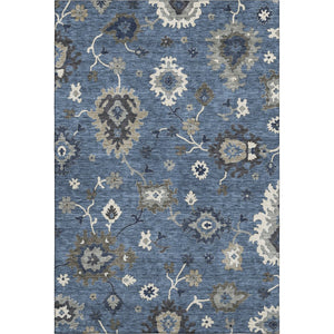 HomeRoots 9' X 12' Timeless Blue Gray Floral Medallion Area Rug - Washable, UV Protected, Durable Design! 663274
