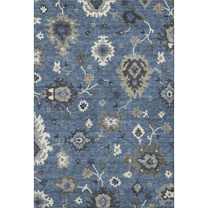 HomeRoots 9' X 12' Timeless Blue Gray Floral Medallion Area Rug - Washable, UV Protected, Durable Design! 663274