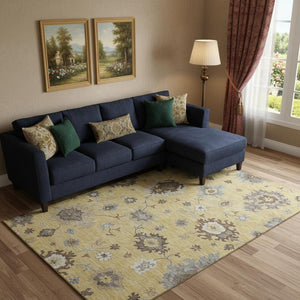 HomeRoots 8' X 10' Elegant Floral Medallion Washable Area Rug with UV Protection for Homes with Kids & Pets 663285