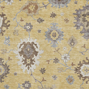 HomeRoots 8' X 10' Elegant Floral Medallion Washable Area Rug with UV Protection for Homes with Kids & Pets 663285