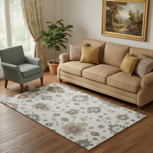 HomeRoots 5' X 8' Elegant Floral Medallion Area Rug - Stain-Resistant, UV-Protected, Easy-Care for Busy Spaces 663289