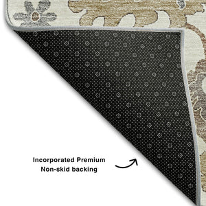 HomeRoots 5' X 8' Elegant Floral Medallion Area Rug - Stain-Resistant, UV-Protected, Easy-Care for Busy Spaces 663289