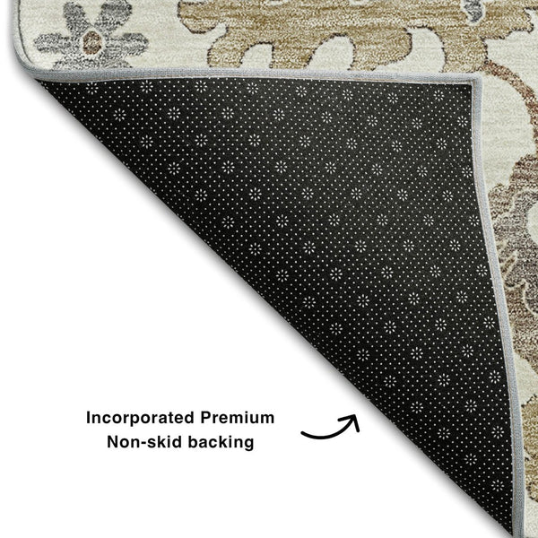 HomeRoots 5' X 8' Elegant Floral Medallion Area Rug - Stain-Resistant, UV-Protected, Easy-Care for Busy Spaces 663289