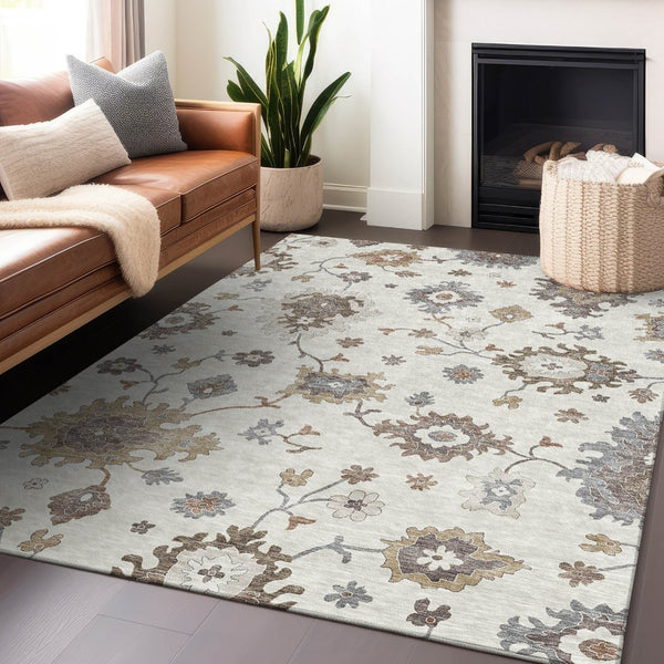 HomeRoots 5' X 8' Elegant Floral Medallion Area Rug - Stain-Resistant, UV-Protected, Easy-Care for Busy Spaces 663289