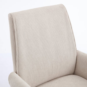 English Elm Mid-back Striped Fabric Office Chair with Gold Base Ergonomic Memory Foam Lumbar White W2311P420440