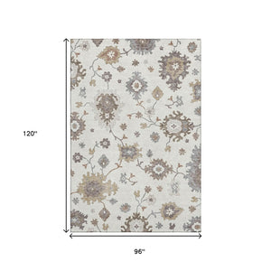 HomeRoots 8' X 10' Timeless Floral Medallion Area Rug - Washable, UV Protected, Durable for Homes with Kids & Pets 663291