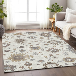 HomeRoots 9' X 12' Elegant Floral Medallion Area Rug - Washable, UV Protected, Perfect for Busy Homes! 663292