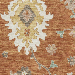 HomeRoots 8' X 10' Elegant Rust Ivory Gray Floral Medallion Area Rug - Washable, Durable & UV-Protected 663297