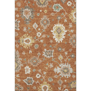 HomeRoots 8' X 10' Elegant Rust Ivory Gray Floral Medallion Area Rug - Washable, Durable & UV-Protected 663297