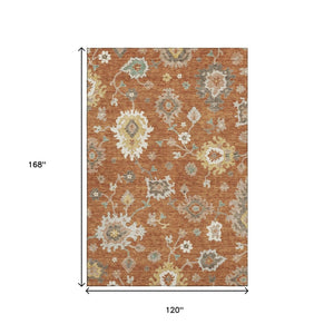 HomeRoots 10' X 14' Elegant Floral Medallion Area Rug - Washable, Durable, UV Protected for High-Traffic Spaces 663299