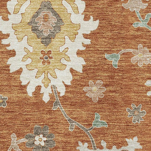 HomeRoots 10' X 14' Elegant Floral Medallion Area Rug - Washable, Durable, UV Protected for High-Traffic Spaces 663299