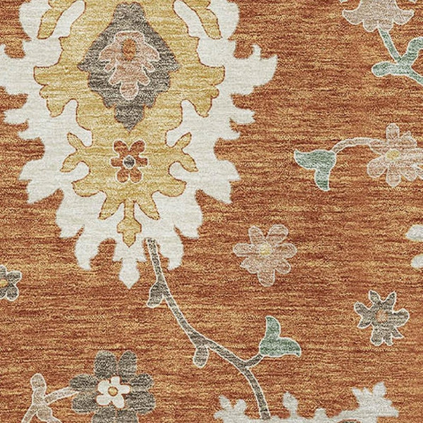 HomeRoots 10' X 14' Elegant Floral Medallion Area Rug - Washable, Durable, UV Protected for High-Traffic Spaces 663299