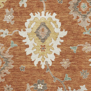 HomeRoots 10' X 14' Elegant Floral Medallion Area Rug - Washable, Durable, UV Protected for High-Traffic Spaces 663299