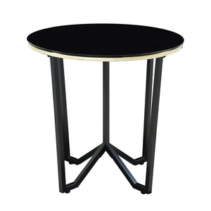 English Elm Round Amara 3pc Coffee & End Table Set – Black Tempered Glass, Gold Banding, Metal Frame, Modern Chic B011P297594
