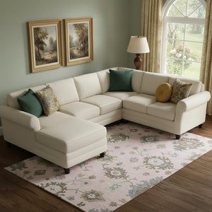 HomeRoots 8' X 10' Floral Medallion Area Rug in Pink, Ivory & Brown - Washable, UV Protected & Stain Resistant! 663303