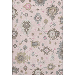 HomeRoots 8' X 10' Floral Medallion Area Rug in Pink, Ivory & Brown - Washable, UV Protected & Stain Resistant! 663303