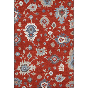 HomeRoots 10' X 14' Floral Medallion Area Rug in Red, Gray & Ivory – Washable, UV Protected, and Stylish! 663311