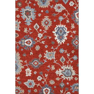 HomeRoots 10' X 14' Floral Medallion Area Rug in Red, Gray & Ivory – Washable, UV Protected, and Stylish! 663311