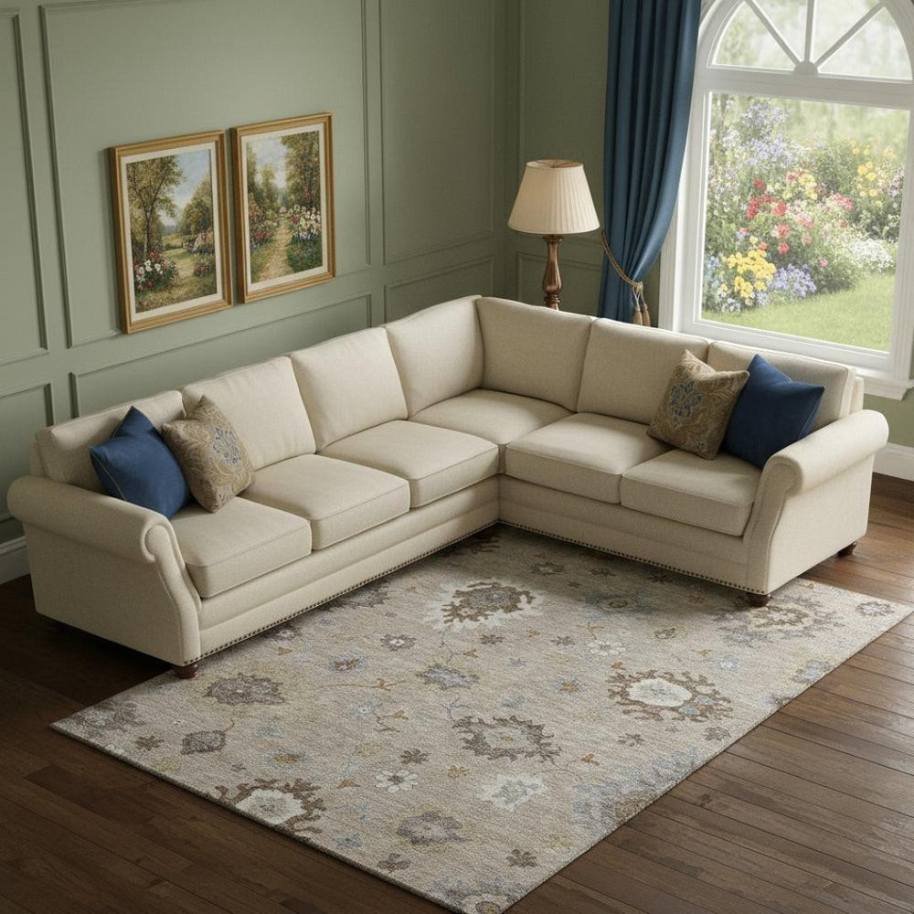 HomeRoots 9' X 12' Taupe Gray Floral Medallion Area Rug - Washable, Stain-Resistant & UV Protected Design 663322