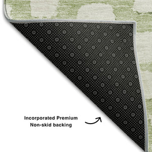 HomeRoots 8' Artichoke Green & Ivory Cobblestone Round Rug - Soft, Durable, UV-Protected for Versatile Spaces 663332