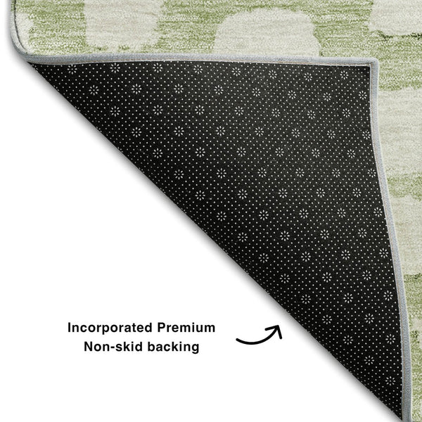 HomeRoots 8' Artichoke Green & Ivory Cobblestone Round Rug - Soft, Durable, UV-Protected for Versatile Spaces 663332