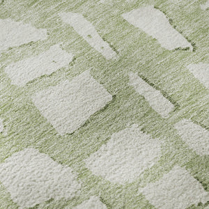HomeRoots 8' Artichoke Green & Ivory Cobblestone Round Rug - Soft, Durable, UV-Protected for Versatile Spaces 663332