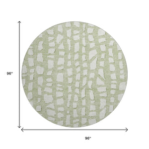 HomeRoots 8' Artichoke Green & Ivory Cobblestone Round Rug - Soft, Durable, UV-Protected for Versatile Spaces 663332