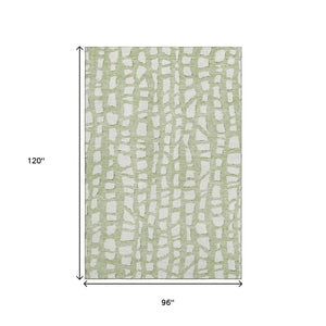 HomeRoots 8' X 10' Artichoke Green Cobblestone Area Rug - UV Protected, Stain Resistant, Easy-Care Elegance 663333