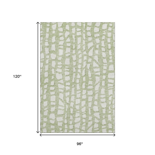 HomeRoots 8' X 10' Artichoke Green Cobblestone Area Rug - UV Protected, Stain Resistant, Easy-Care Elegance 663333