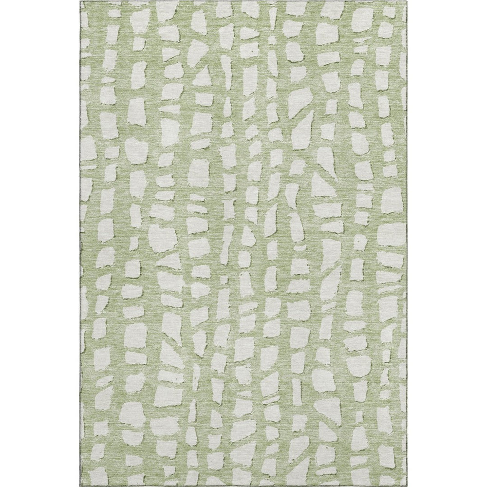 HomeRoots 9' X 12' Artichoke Green Cobblestone Washable Area Rug with UV Protection for High-Traffic Spaces 663334