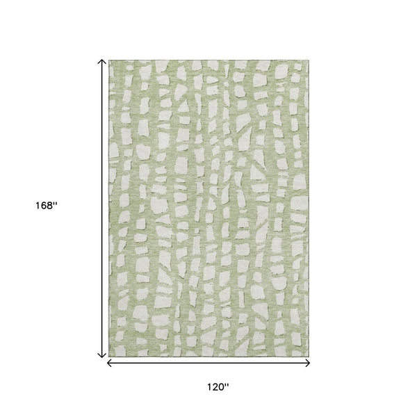 HomeRoots 10' Artichoke Green & Ivory Cobblestone Area Rug - Washable, UV Protected, Durable for Family Living 663335