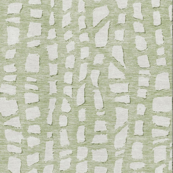 HomeRoots 10' Artichoke Green & Ivory Cobblestone Area Rug - Washable, UV Protected, Durable for Family Living 663335