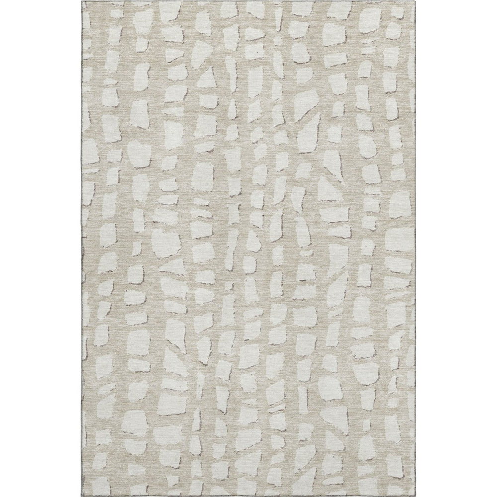 HomeRoots 5' X 8' Beige and Ivory Cobblestone Area Rug - Durable, Stain-Resistant, UV Protected for Homes 663337