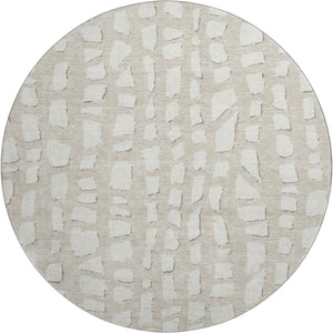 HomeRoots 8' Beige and Ivory Cobblestone Round Rug – Washable, UV Protected, Perfect for High-Traffic Spaces! 663338