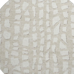 HomeRoots 8' Beige and Ivory Cobblestone Round Rug – Washable, UV Protected, Perfect for High-Traffic Spaces! 663338