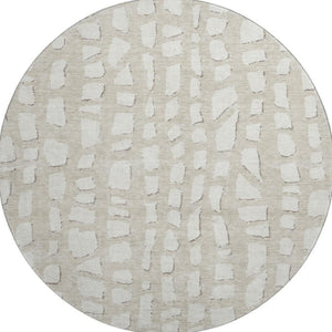 HomeRoots 8' Beige and Ivory Cobblestone Round Rug – Washable, UV Protected, Perfect for High-Traffic Spaces! 663338