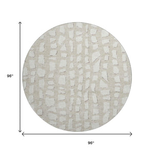 HomeRoots 8' Beige and Ivory Cobblestone Round Rug – Washable, UV Protected, Perfect for High-Traffic Spaces! 663338