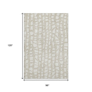 HomeRoots 8' X 10' Beige And Ivory Cobblestone Area Rug - Washable, UV Protected, Stain Resistant, Durable Style 663339