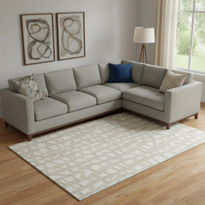 HomeRoots 8' X 10' Beige And Ivory Cobblestone Area Rug - Washable, UV Protected, Stain Resistant, Durable Style 663339